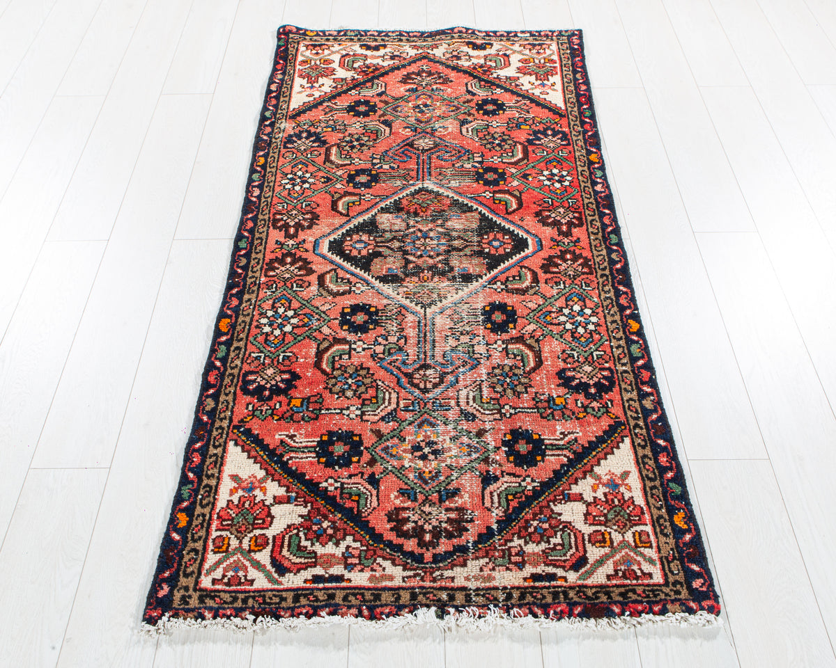 Antique Red Hand-Knotted Wool Rug – 5' 11" x 2' 10" (181 x 86 cm)