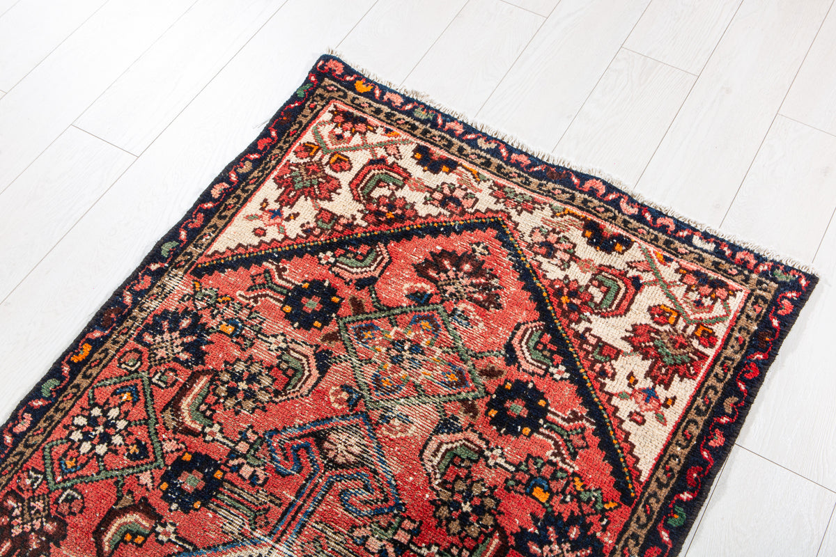 Antique Red Hand-Knotted Wool Rug – 5' 11" x 2' 10" (181 x 86 cm)