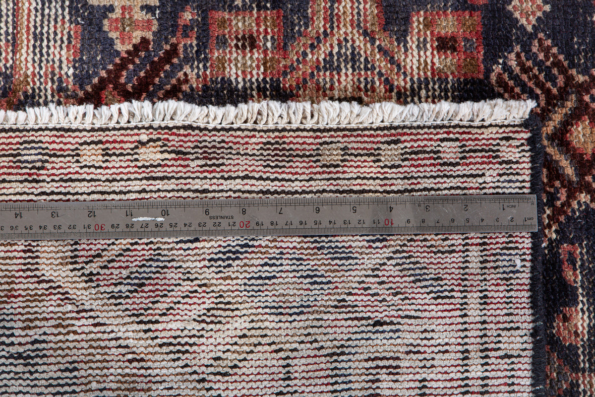 Antique Navy Blue Hand-Knotted Wool Rug – 6' 11" x 3' 7" (210 x 110 cm)