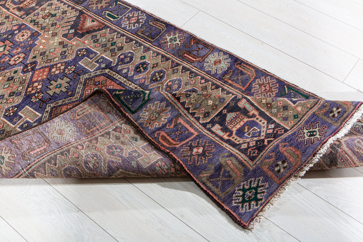 Vintage Brown & Purple Hand-Knotted Wool Rug – 6' 0" x 3' 1" (183 x 94 cm)