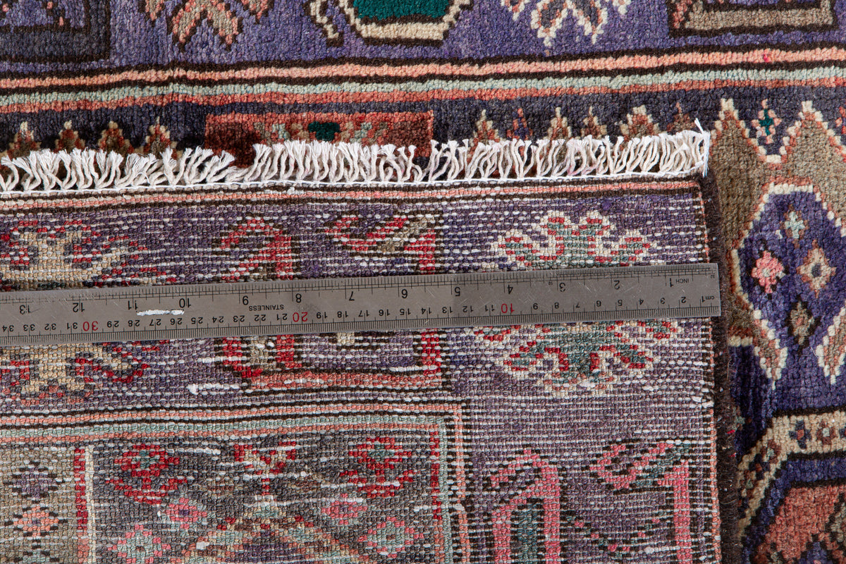 Vintage Brown & Purple Hand-Knotted Wool Rug – 6' 0" x 3' 1" (183 x 94 cm)