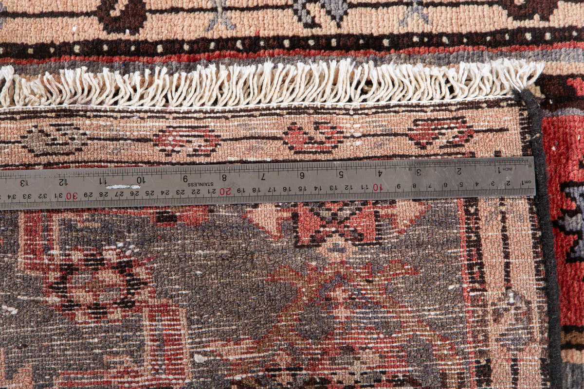Vintage Red & Blue Hand-Knotted Wool Rug – 5' 10" x 2' 9" (179 x 84 cm)