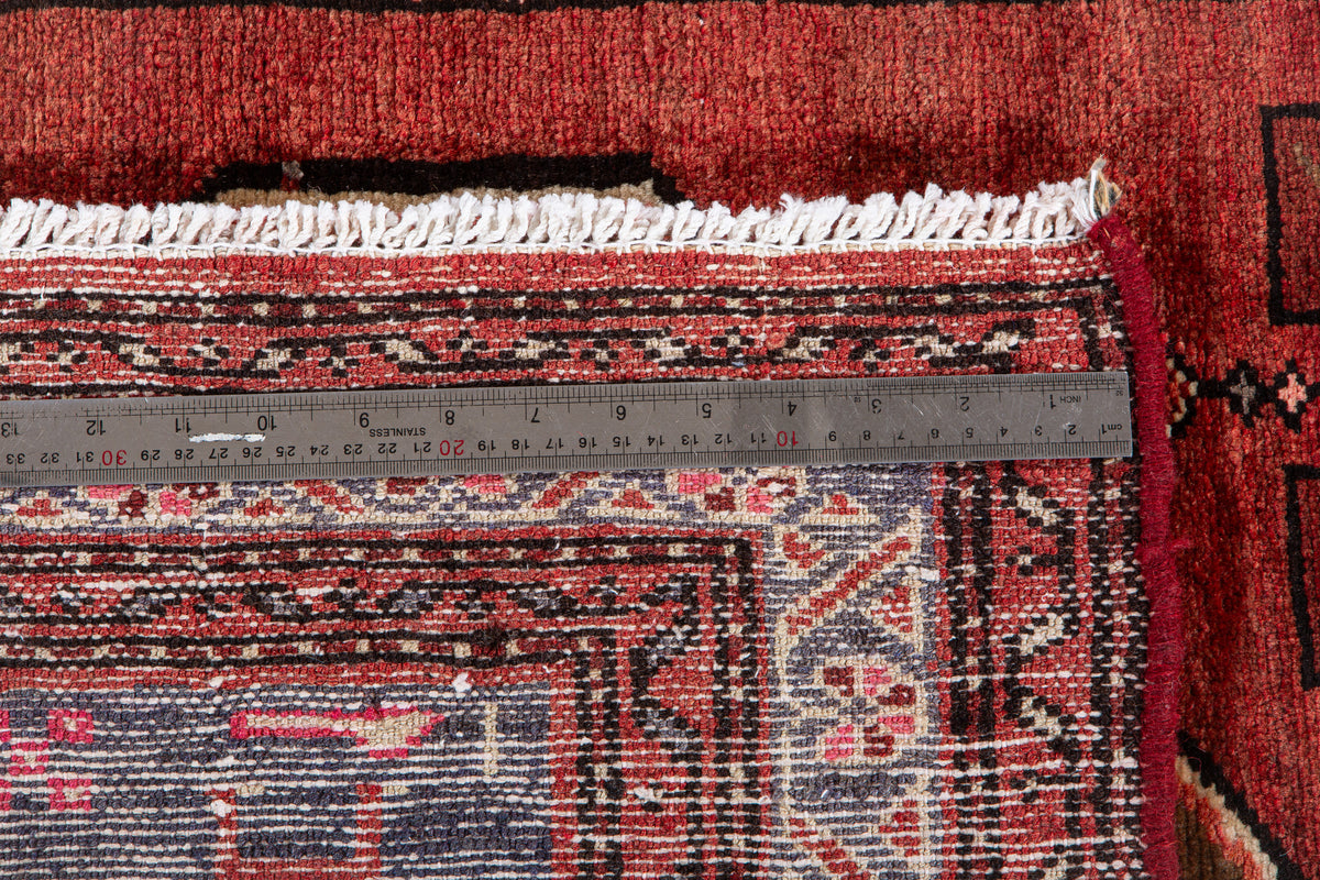 Vintage Red & Blue Hand-Knotted Wool Rug – 6' 3" x 3' 8" (190 x 113 cm)
