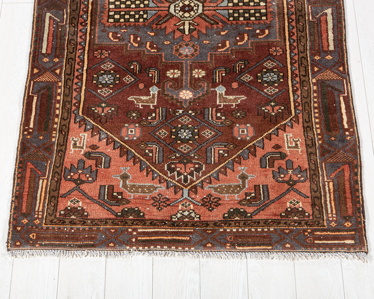Vintage Rust Red Hand-Knotted Wool Rug – 6' 0" x 3' 9" (182 x 114 cm)
