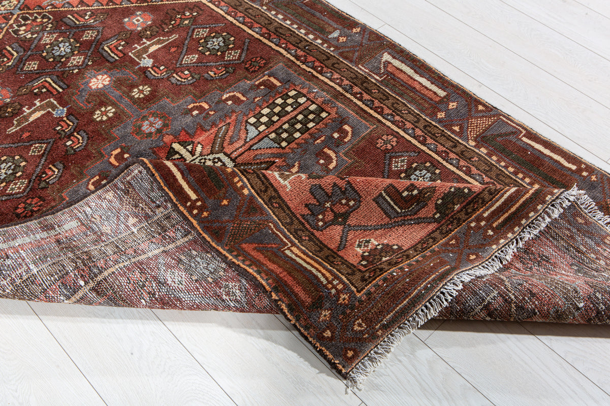 Vintage Rust Red Hand-Knotted Wool Rug – 6' 0" x 3' 9" (182 x 114 cm)
