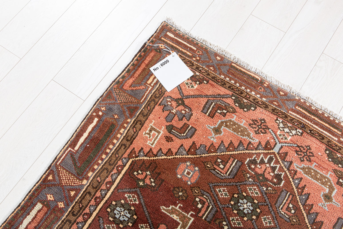 Vintage Rust Red Hand-Knotted Wool Rug – 6' 0" x 3' 9" (182 x 114 cm)