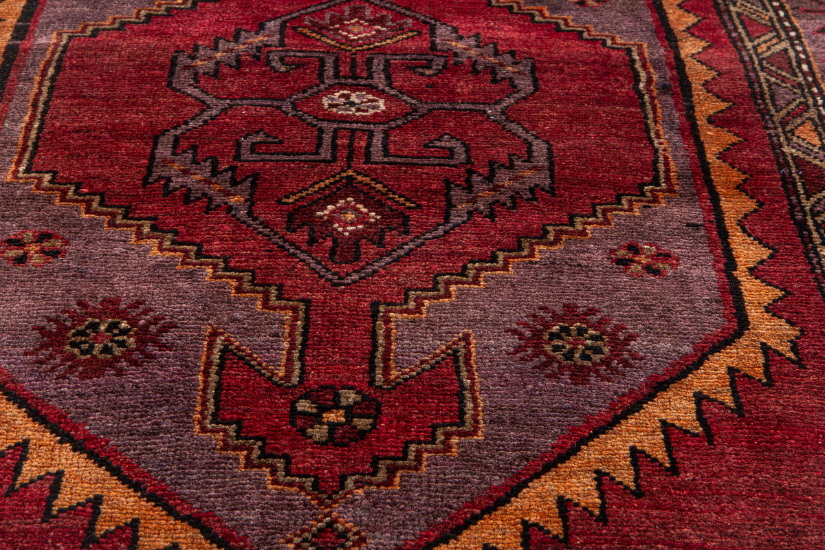 Vintage Red Hand-Knotted Wool Rug – 6' 4" x 3' 7" (193 x 109 cm)