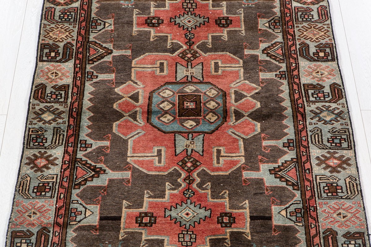 Antique Black & Red Hand-Knotted Wool Rug – 6' 0" x 3' 10" (184 x 118 cm)