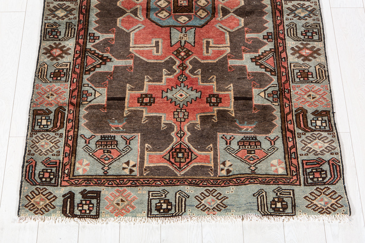 Antique Black & Red Hand-Knotted Wool Rug – 6' 0" x 3' 10" (184 x 118 cm)