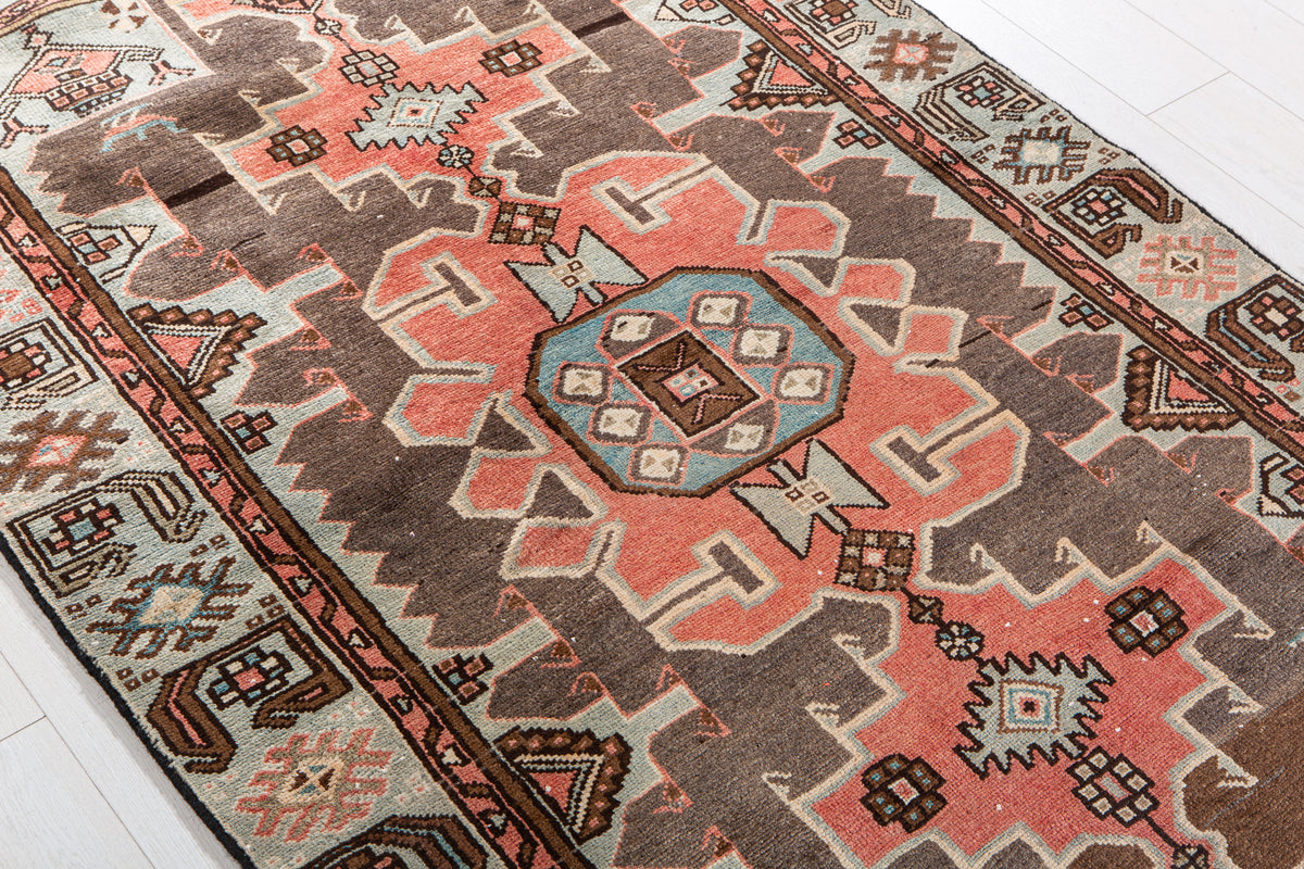 Antique Black & Red Hand-Knotted Wool Rug – 6' 0" x 3' 10" (184 x 118 cm)