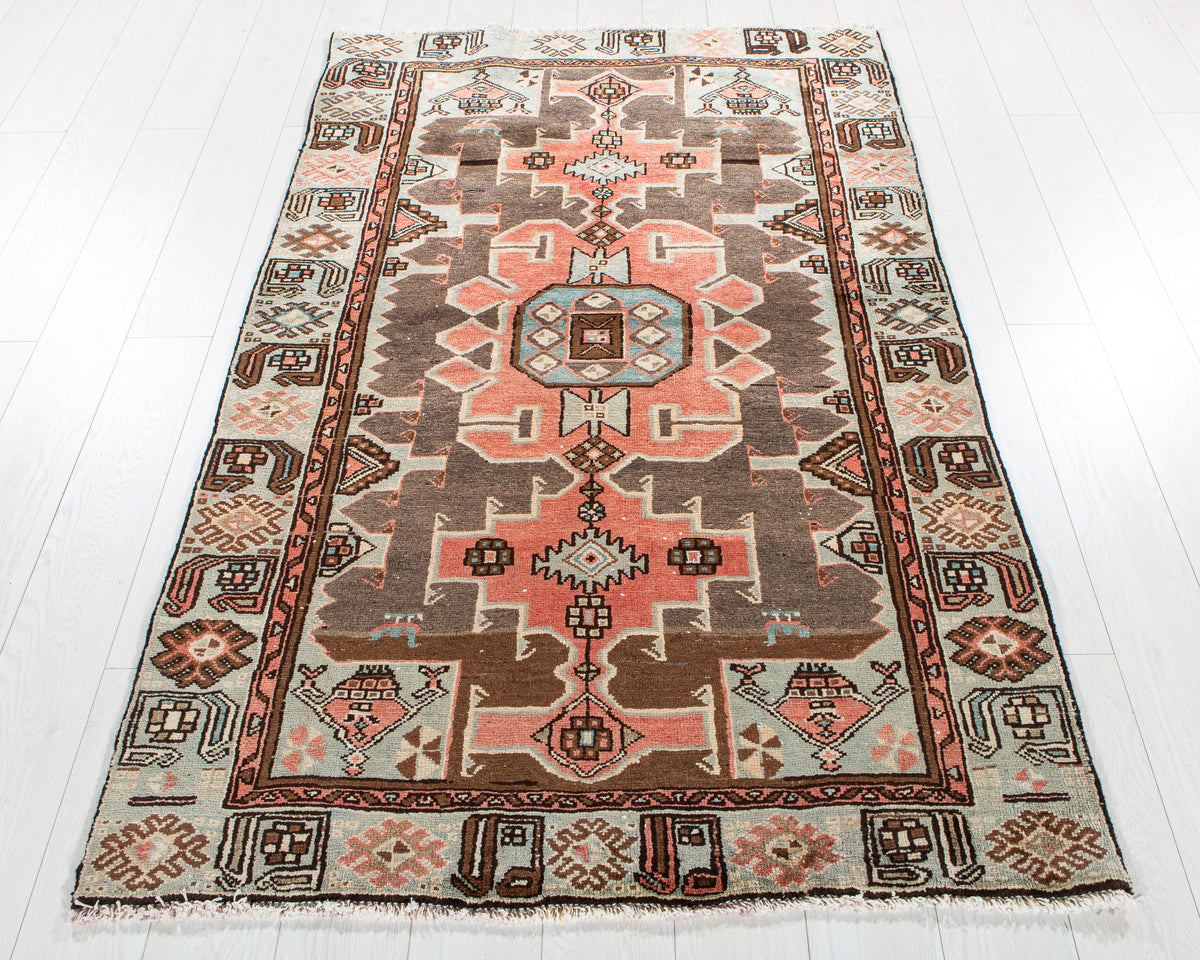 Antique Black & Red Hand-Knotted Wool Rug – 6' 0" x 3' 10" (184 x 118 cm)