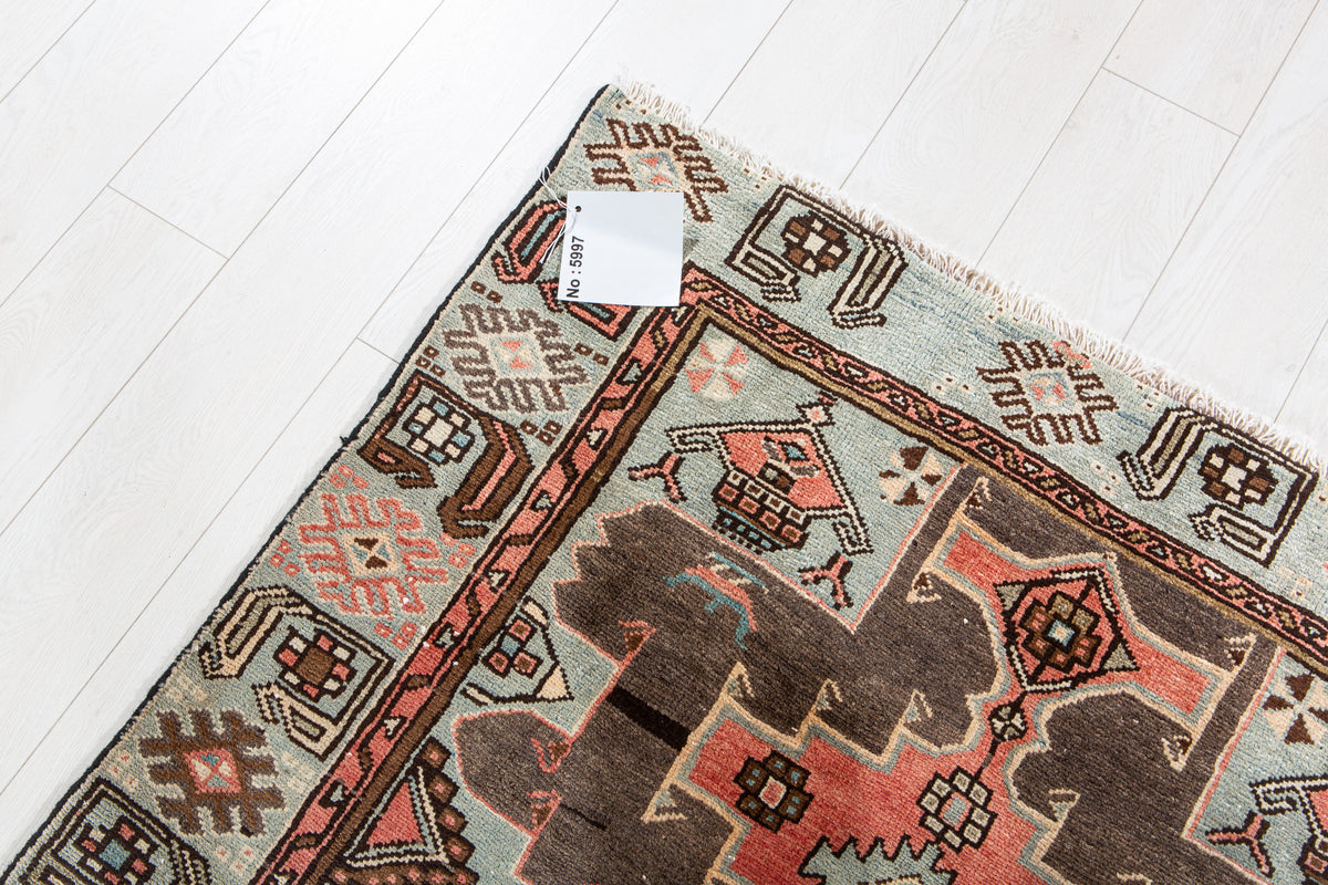 Antique Black & Red Hand-Knotted Wool Rug – 6' 0" x 3' 10" (184 x 118 cm)