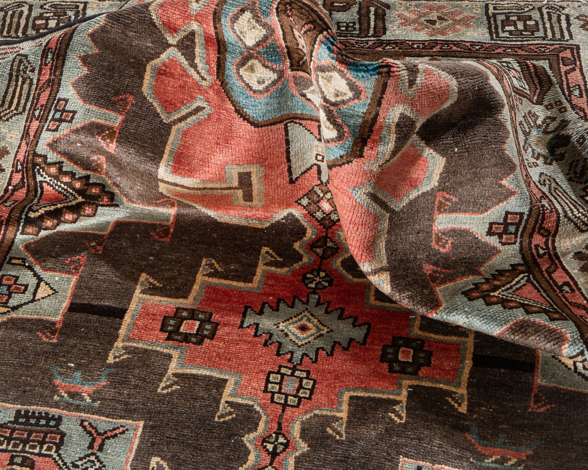 Antique Black & Red Hand-Knotted Wool Rug – 6' 0" x 3' 10" (184 x 118 cm)