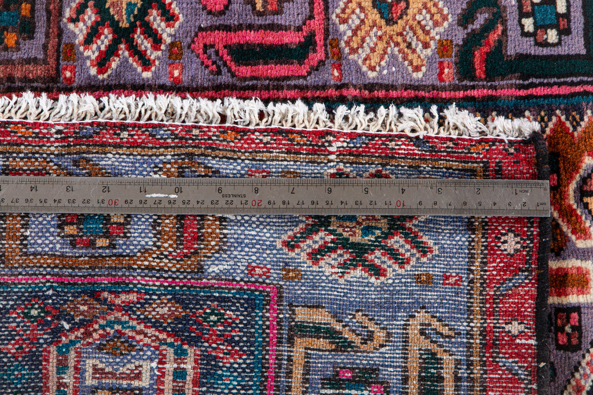 Vintage Brown & Purple Hand-Knotted Wool Rug – 6' 4" x 3' 2" (194 x 97 cm)