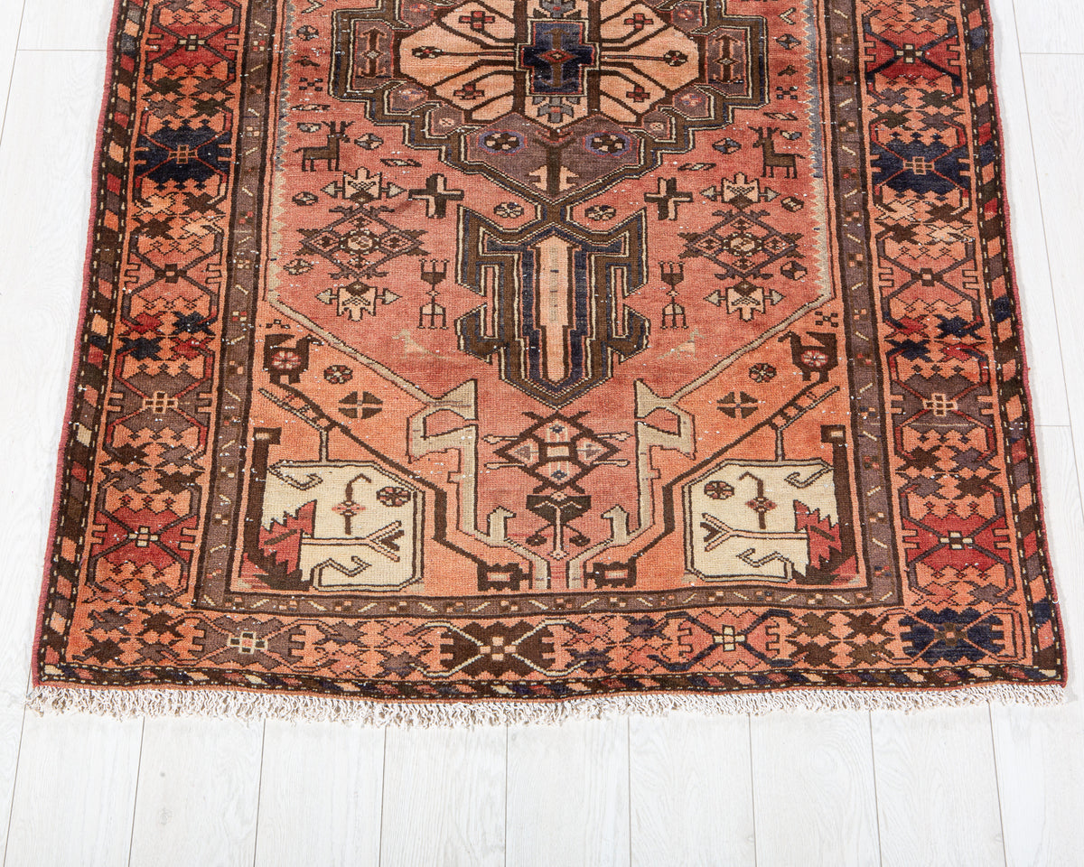 Vintage Rust Red & Rust Orange Hand-Knotted Wool Rug – 6' 3" x 4' 2" (191 x 128 cm)