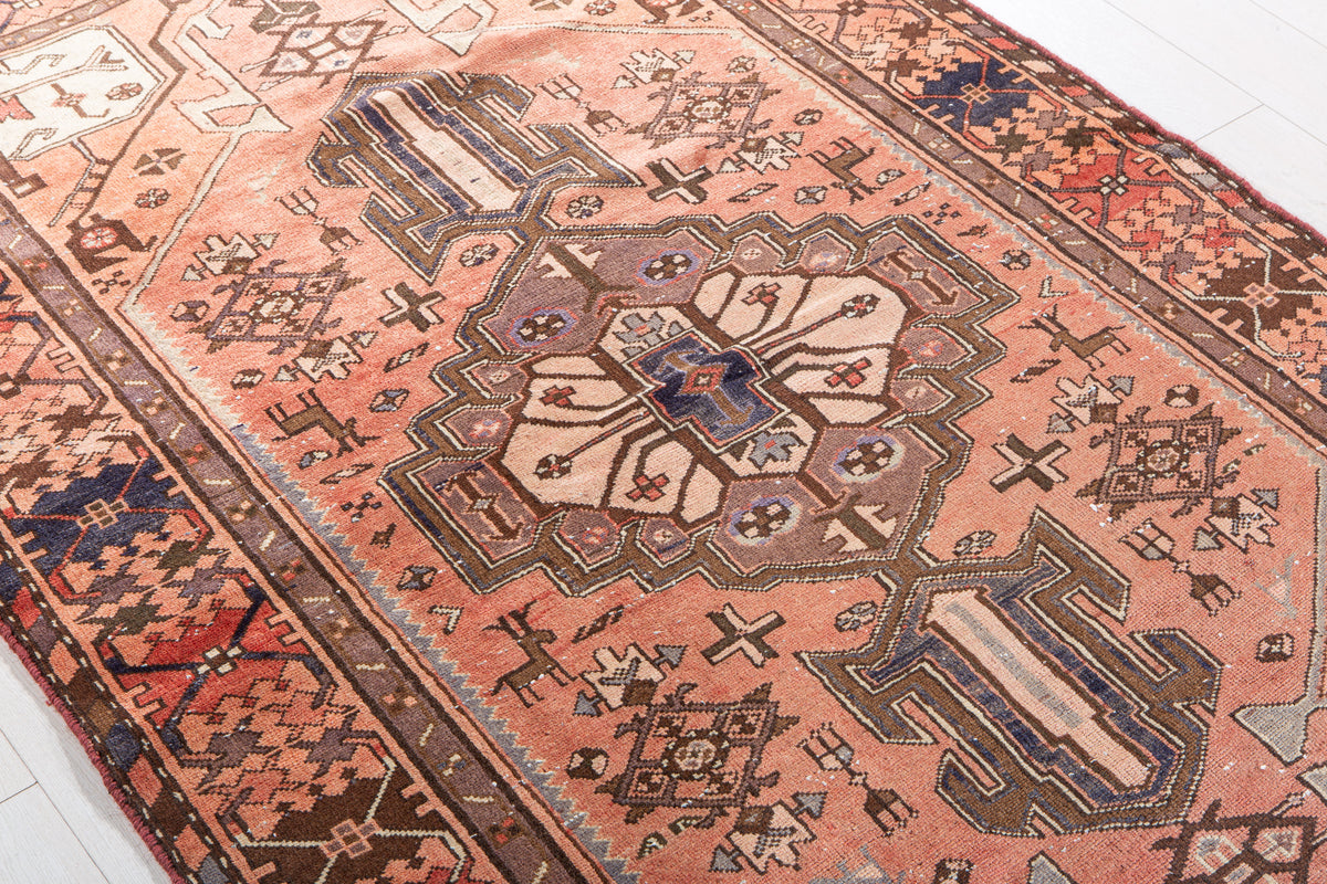 Vintage Rust Red & Rust Orange Hand-Knotted Wool Rug – 6' 3" x 4' 2" (191 x 128 cm)