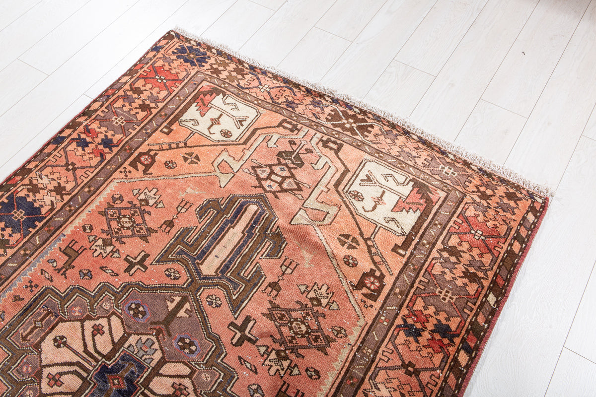 Vintage Rust Red & Rust Orange Hand-Knotted Wool Rug – 6' 3" x 4' 2" (191 x 128 cm)