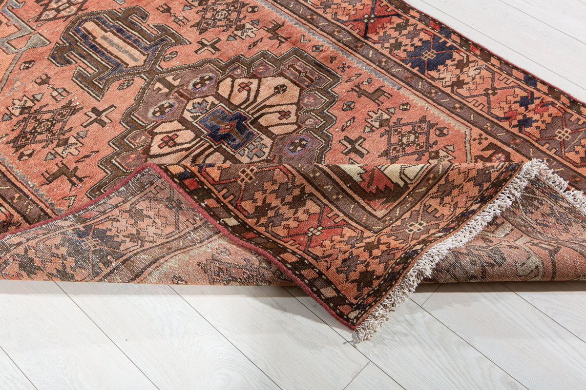 Vintage Rust Red & Rust Orange Hand-Knotted Wool Rug – 6' 3" x 4' 2" (191 x 128 cm)