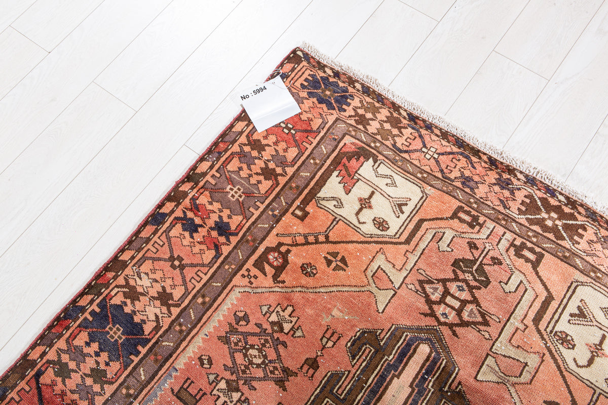 Vintage Rust Red & Rust Orange Hand-Knotted Wool Rug – 6' 3" x 4' 2" (191 x 128 cm)