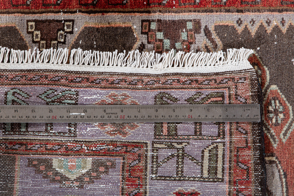 Vintage Charcoal Black & Blue Hand-Knotted Wool Rug – 6' 7" x 3' 4" (201 x 101 cm)