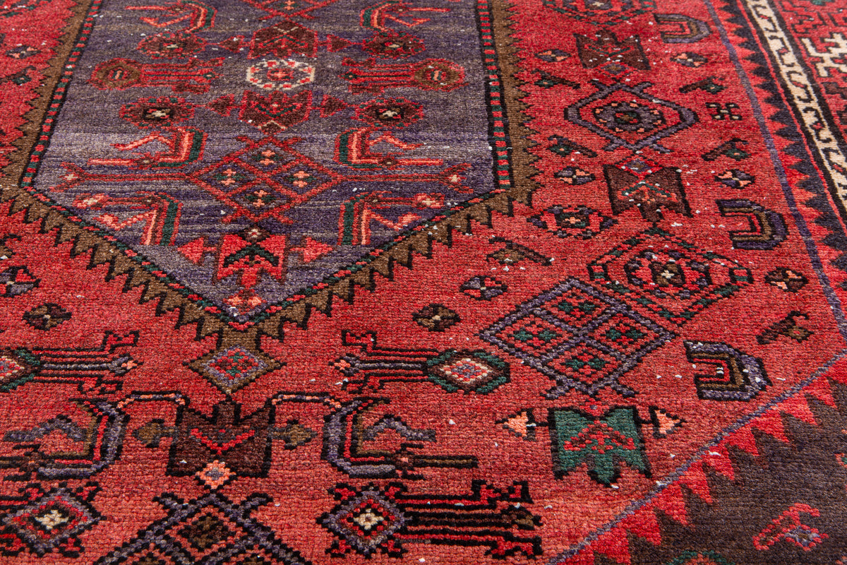 Vintage Red Hand-Knotted Wool Rug – 6' 7" x 4' 7" (200 x 139 cm)
