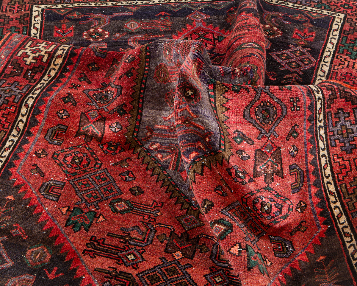 Vintage Red Hand-Knotted Wool Rug – 6' 7" x 4' 7" (200 x 139 cm)