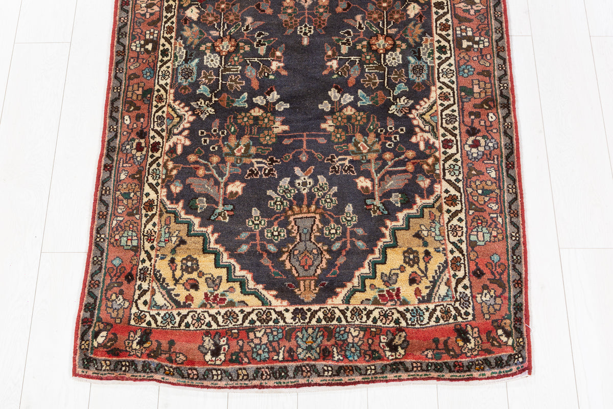 Vintage Runner Rug, Faded Navy – 9' 3" x 3' 4" (283 x 101 cm)