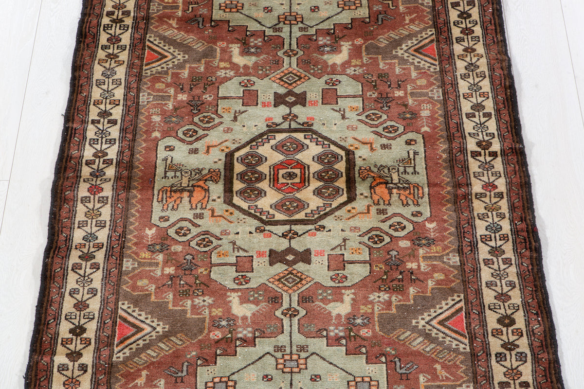 Tapis vintage en laine nouée à la main, rouge rouille – 5' 11" x 3' 6" (181 x 106 cm)