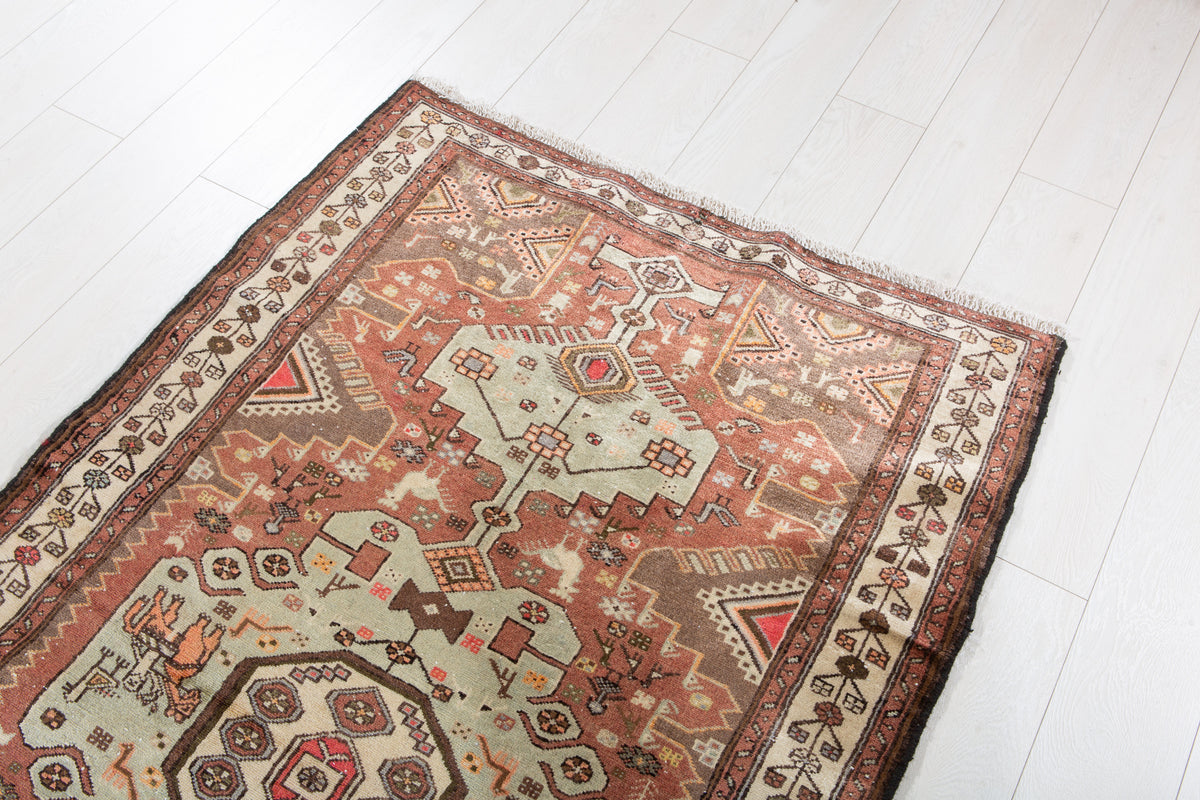 Tapis vintage en laine nouée à la main, rouge rouille – 5' 11" x 3' 6" (181 x 106 cm)