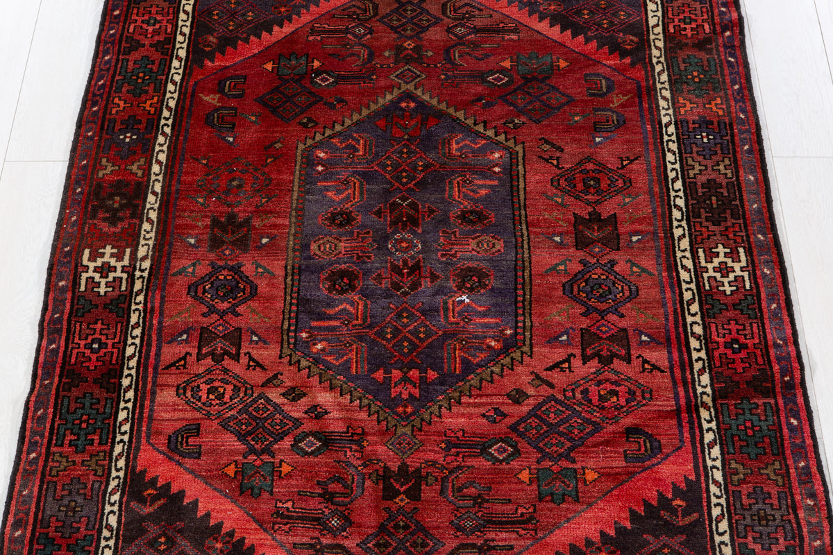Vintage Red Hand-Knotted Wool Rug – 6' 6" x 4' 4" (199 x 131 cm)