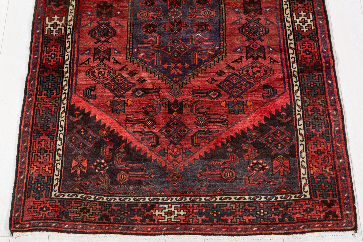 Vintage Red Hand-Knotted Wool Rug – 6' 6" x 4' 4" (199 x 131 cm)