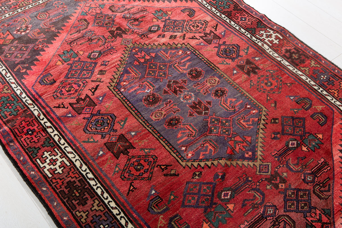 Vintage Red Hand-Knotted Wool Rug – 6' 6" x 4' 4" (199 x 131 cm)