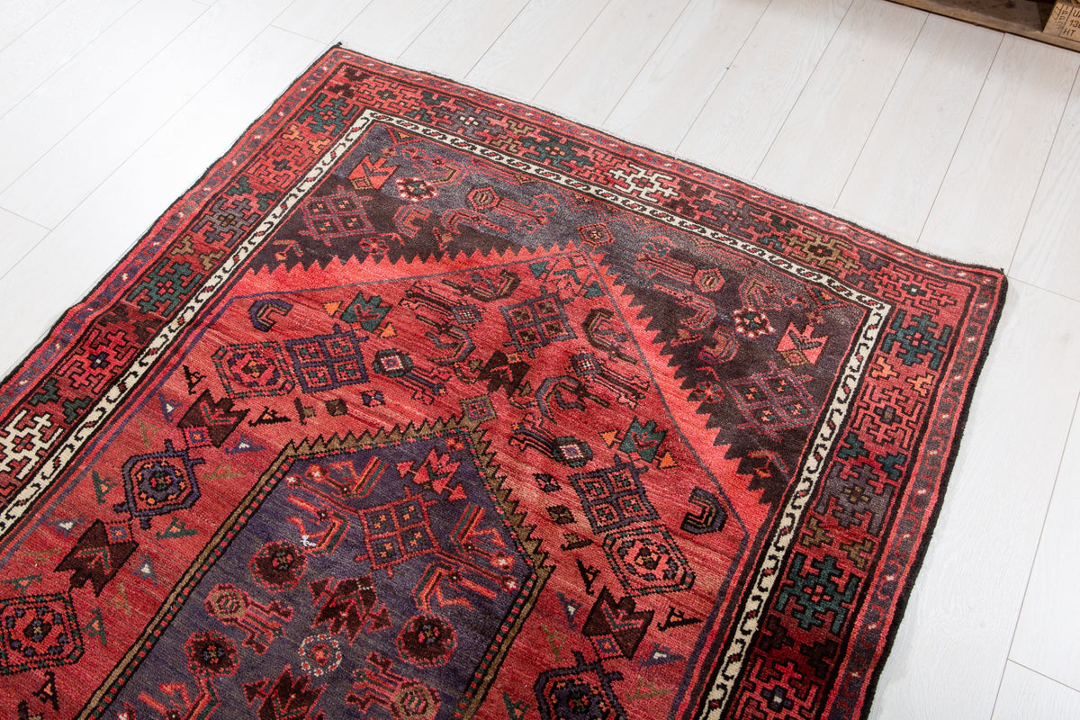 Vintage Red Hand-Knotted Wool Rug – 6' 6" x 4' 4" (199 x 131 cm)