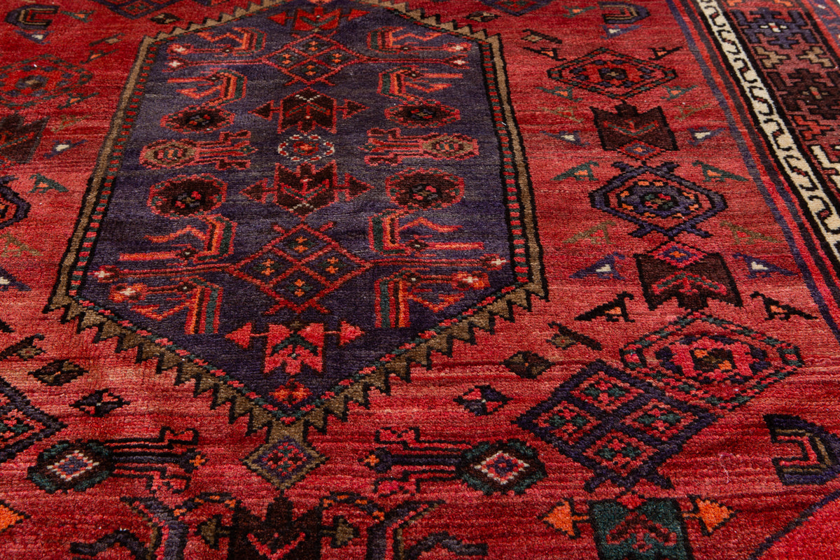 Vintage Red Hand-Knotted Wool Rug – 6' 6" x 4' 4" (199 x 131 cm)