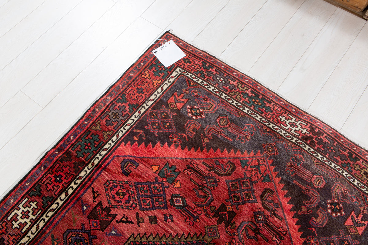 Vintage Red Hand-Knotted Wool Rug – 6' 6" x 4' 4" (199 x 131 cm)