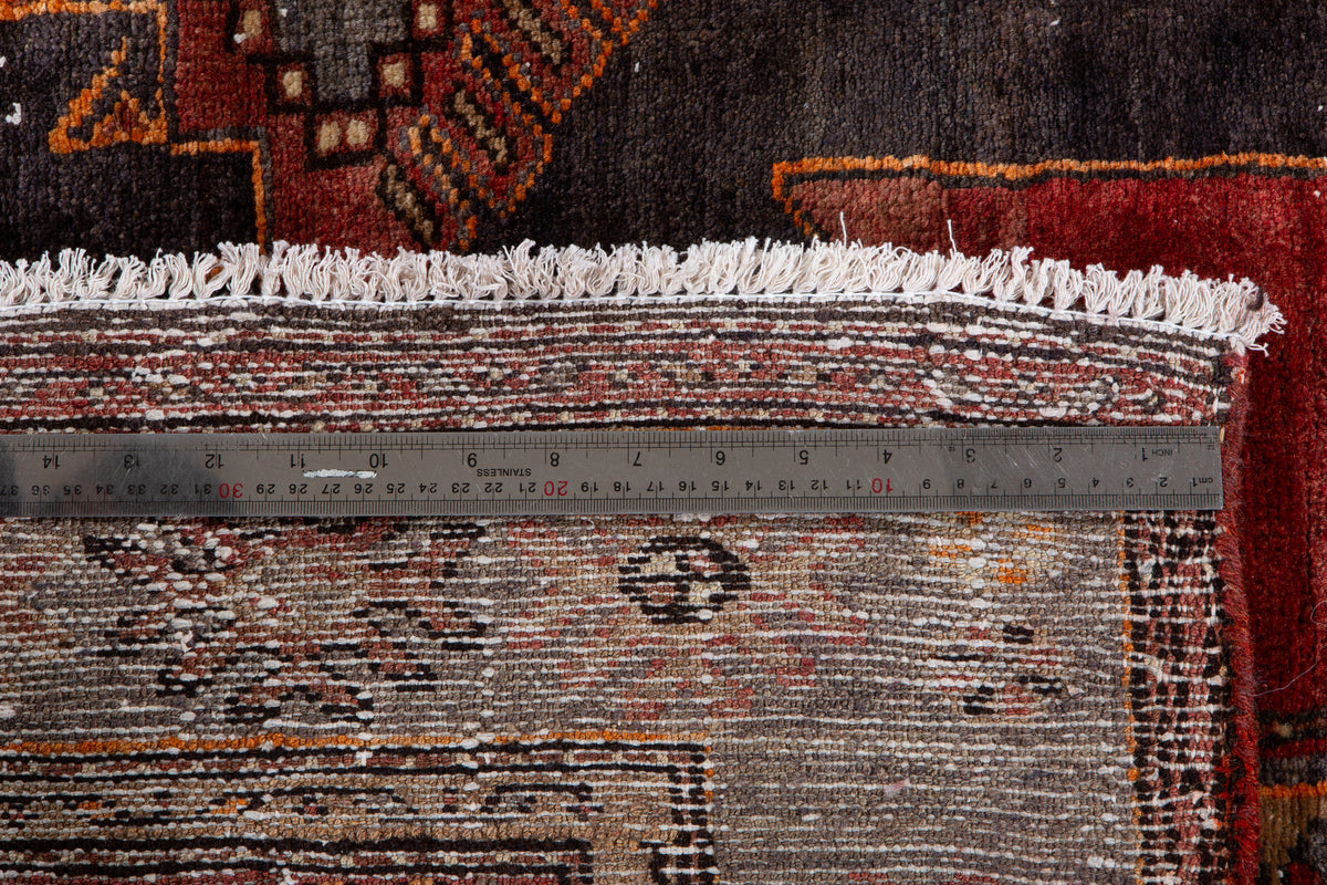 Antique Deep Navy Blue, Red Hand-Knotted Wool Rug – 6' 2" x 4' 2" (188 x 127 cm)