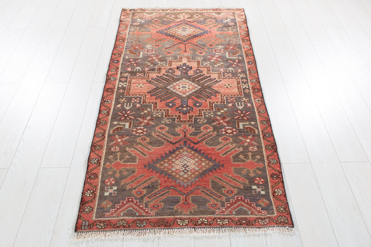 Antique Red Hand-Knotted Wool Rug – 5' 10" x 3' 1" (177 x 94 cm)