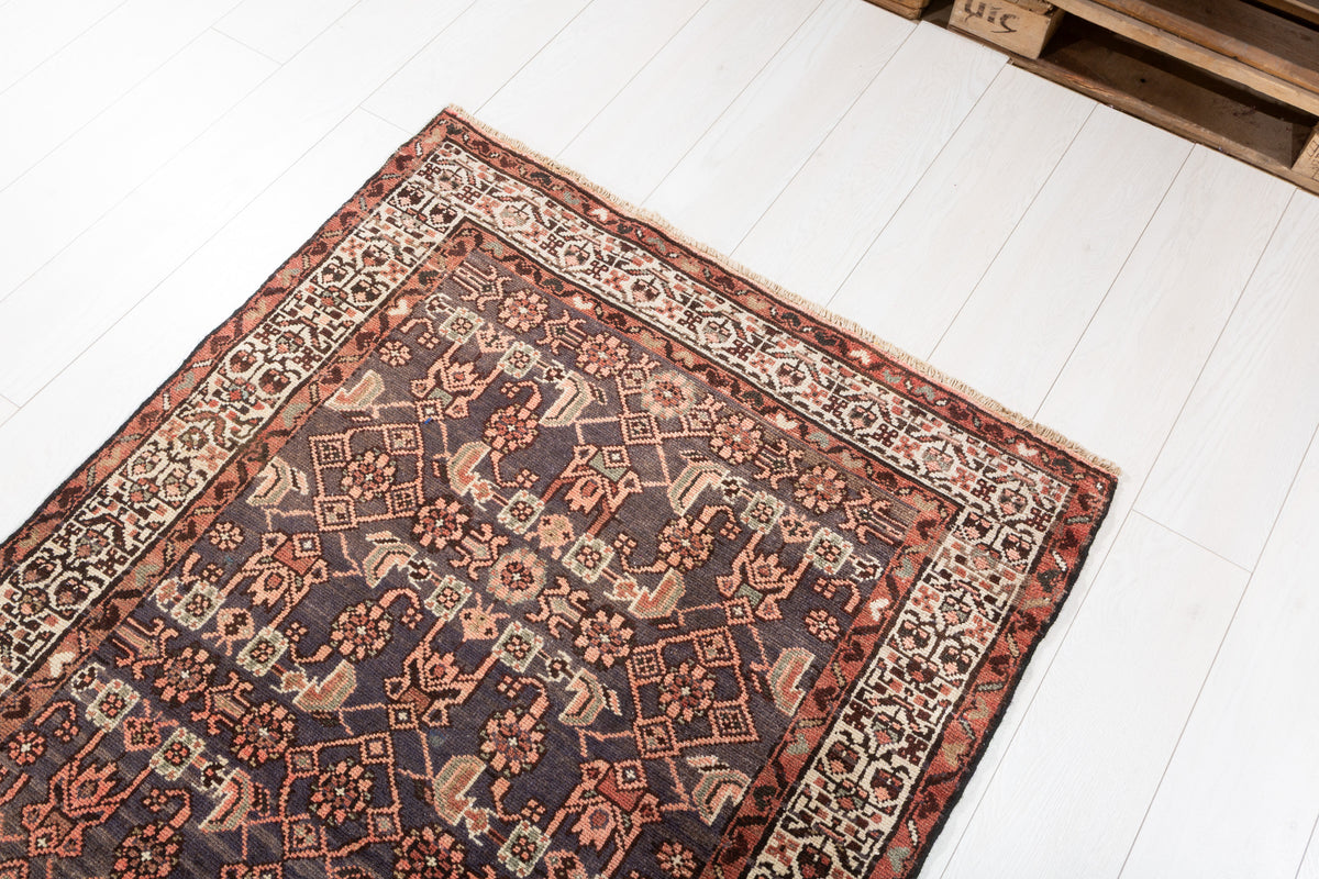 Semi-Antique Allover Runner Rug, Faded Navy – 13' 7" x 3' 4" (414 x 102 cm)