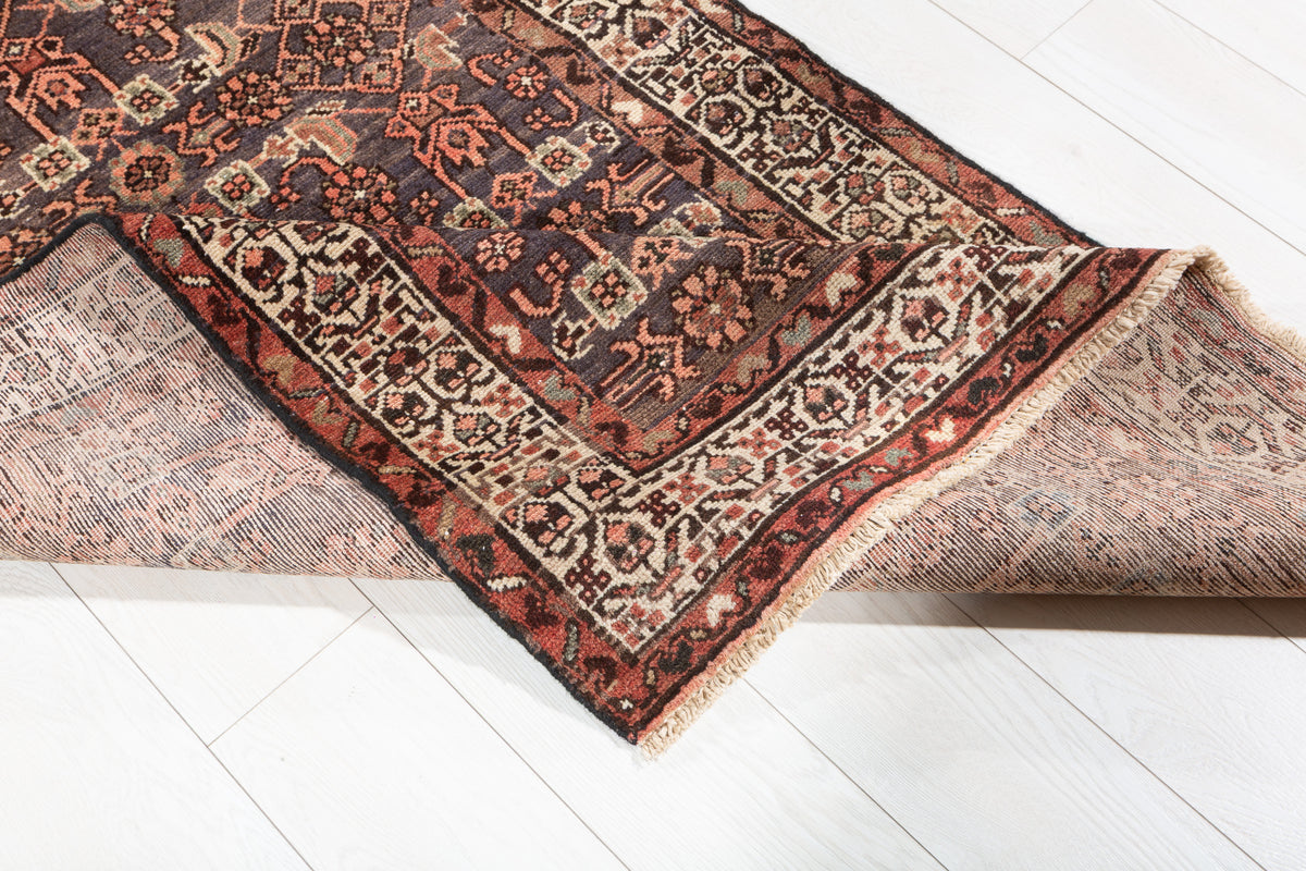 Semi-Antique Allover Runner Rug, Faded Navy – 13' 7" x 3' 4" (414 x 102 cm)