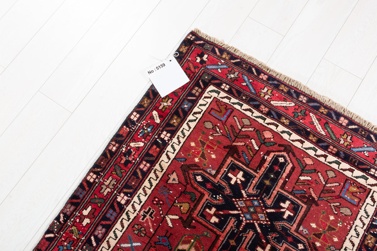 Vintage Geometric Runner Rug, Red – 11' 1" x 3' 1" (339 x 93 cm)