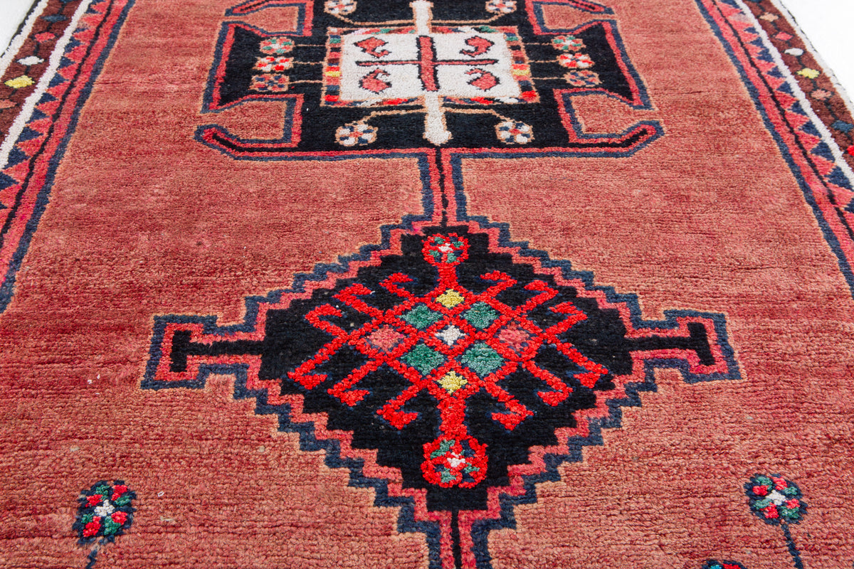 Vintage Pink Hand-Knotted Wool Rug – 7' 1" x 3' 3" (216 x 98 cm)