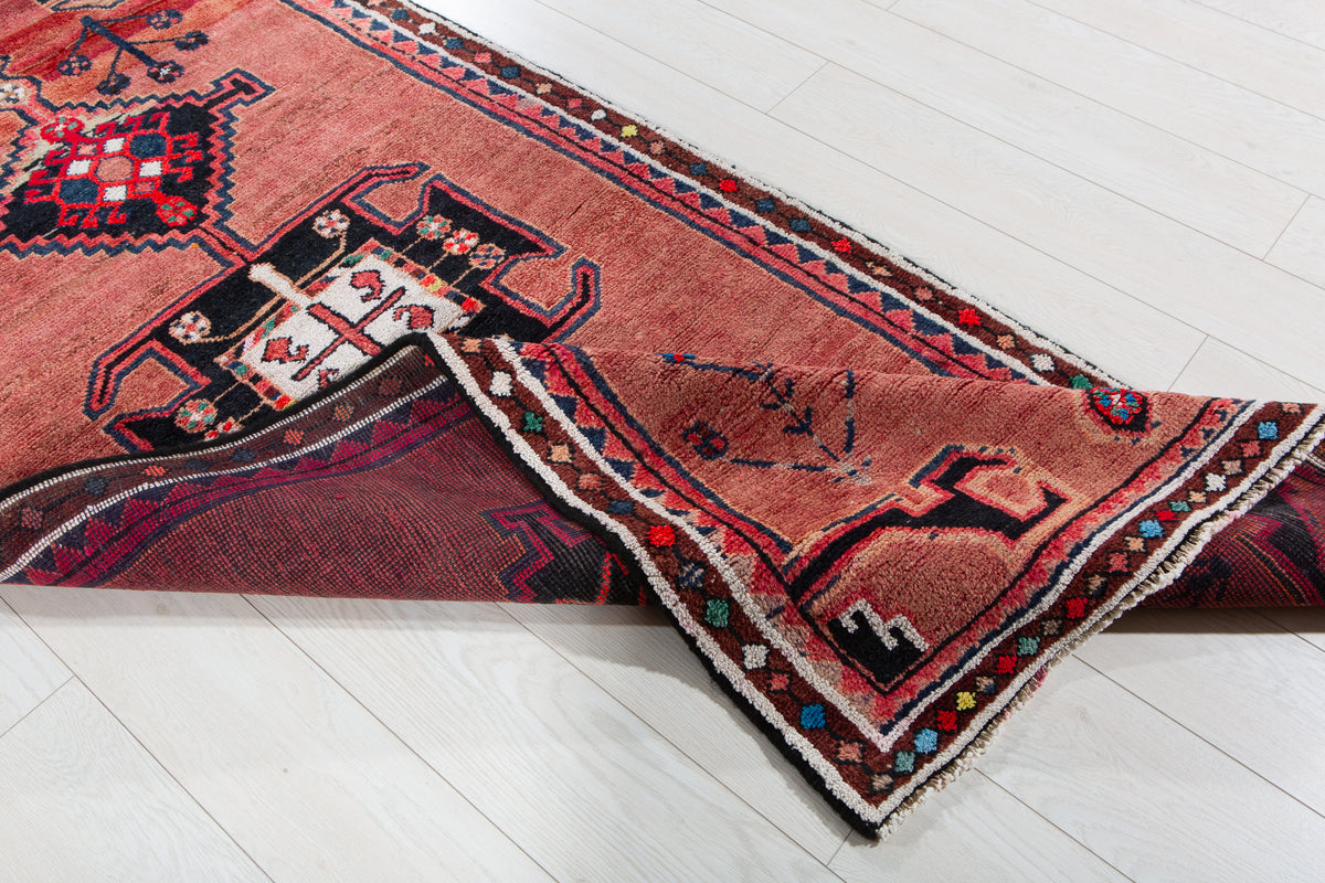 Vintage Pink Hand-Knotted Wool Rug – 7' 1" x 3' 3" (216 x 98 cm)