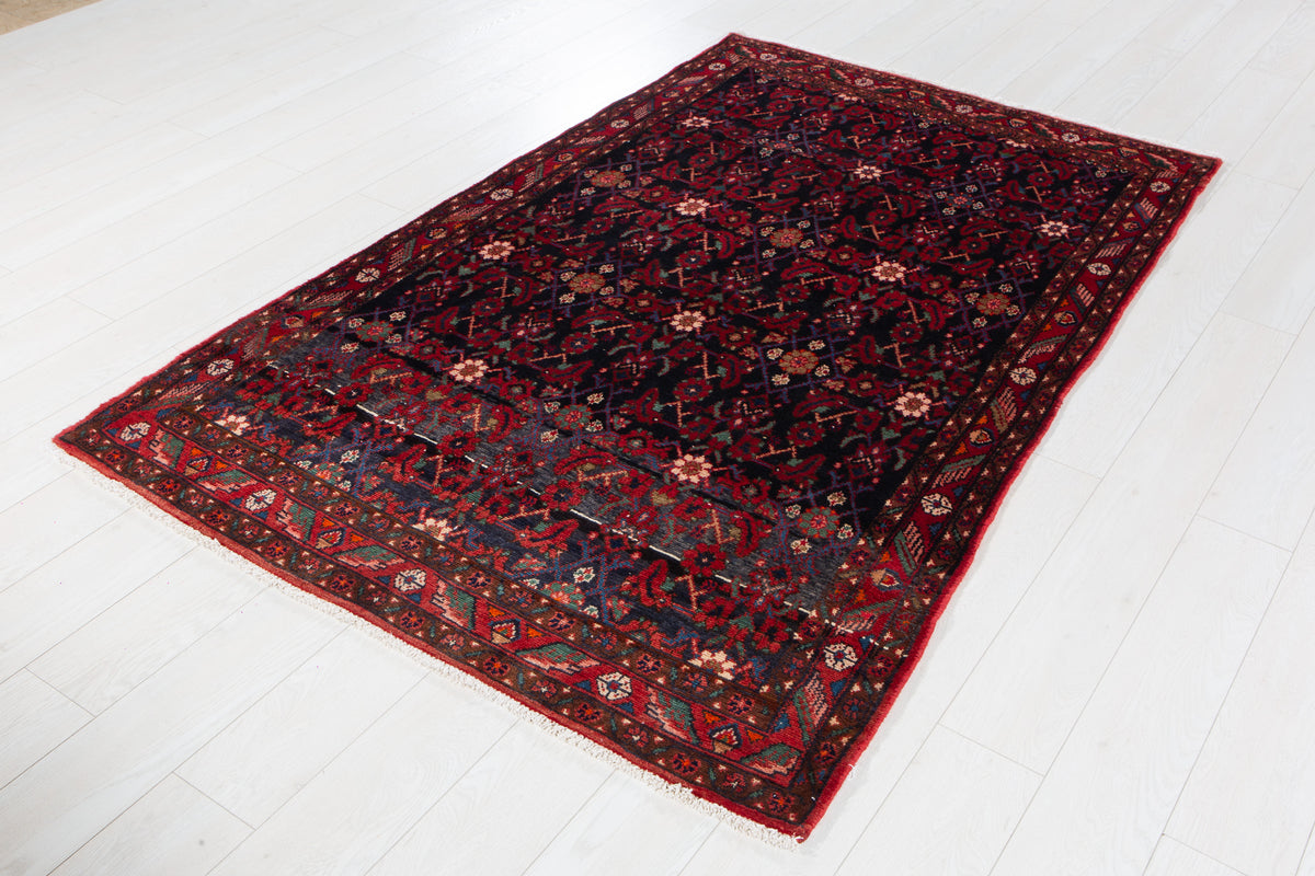 Antique Navy Blue Hand-Knotted Wool Rug – 6' 11" x 4' 3" (212 x 130 cm)