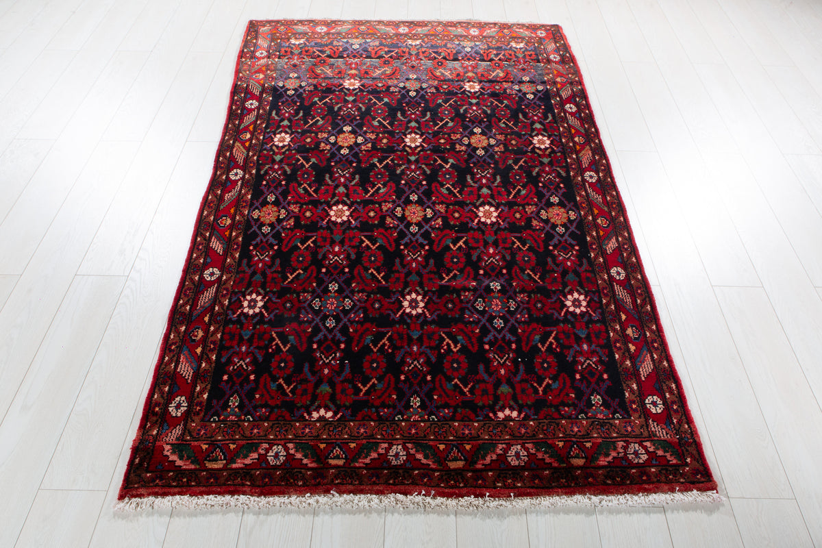 Antique Navy Blue Hand-Knotted Wool Rug – 6' 11" x 4' 3" (212 x 130 cm)