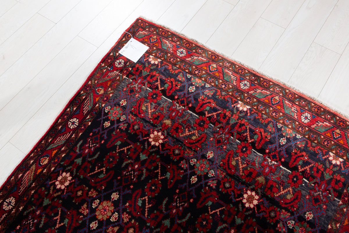 Antique Navy Blue Hand-Knotted Wool Rug – 6' 11" x 4' 3" (212 x 130 cm)