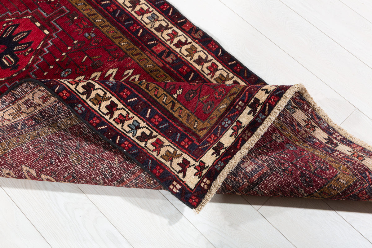 Vintage Mixed-Medallion Runner Rug, Red & Brown – 10' 8" x 3' 3" (324 x 99 cm)