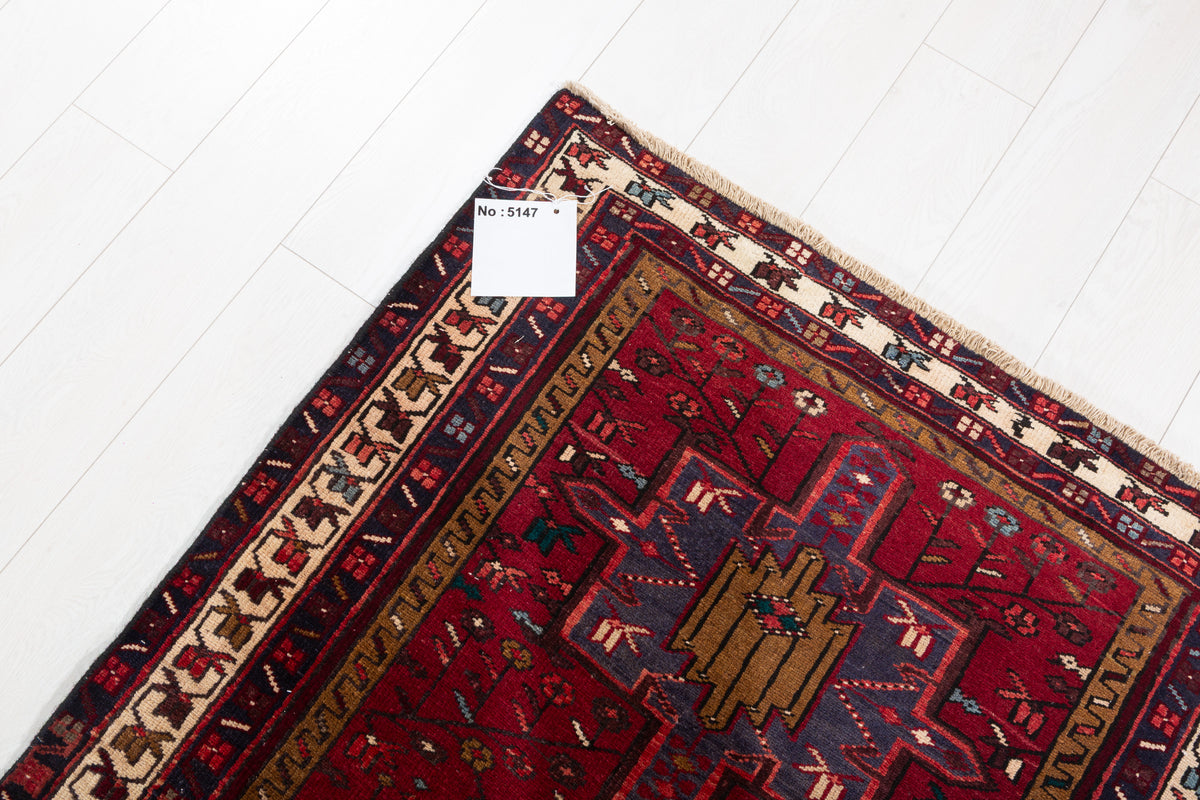 Vintage Mixed-Medallion Runner Rug, Red & Brown – 10' 8" x 3' 3" (324 x 99 cm)