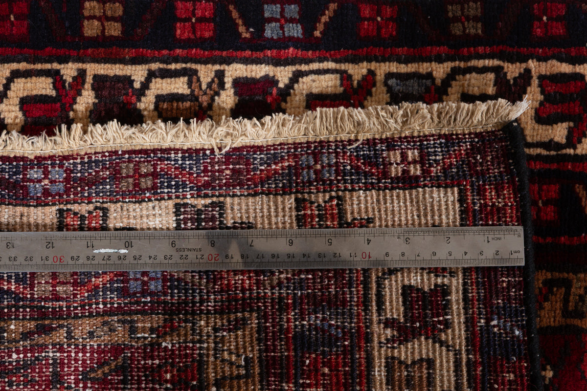 Vintage Mixed-Medallion Runner Rug, Red & Brown – 10' 8" x 3' 3" (324 x 99 cm)