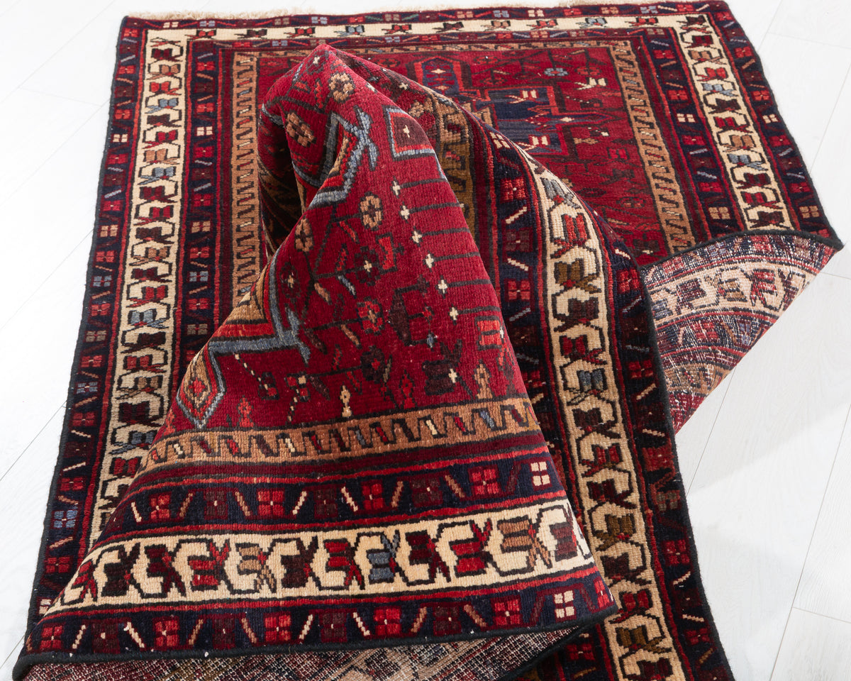 Vintage Mixed-Medallion Runner Rug, Red & Brown – 10' 8" x 3' 3" (324 x 99 cm)