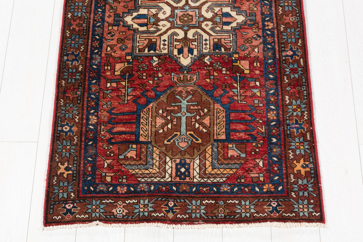 Antique Medallion Runner Rug, Faded Red – 10' 9" x 2' 9" (327 x 83 cm)